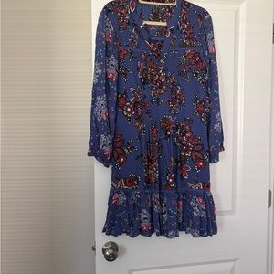 Anthropologie Floral Blue/Purple  Dress - Size XS